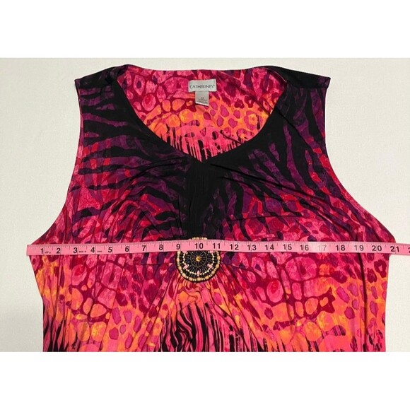 Catherine’s 3x Women's Pink Multicolor Leopard Dress Sleeveless Beaded Accent - Picture 7 of 7